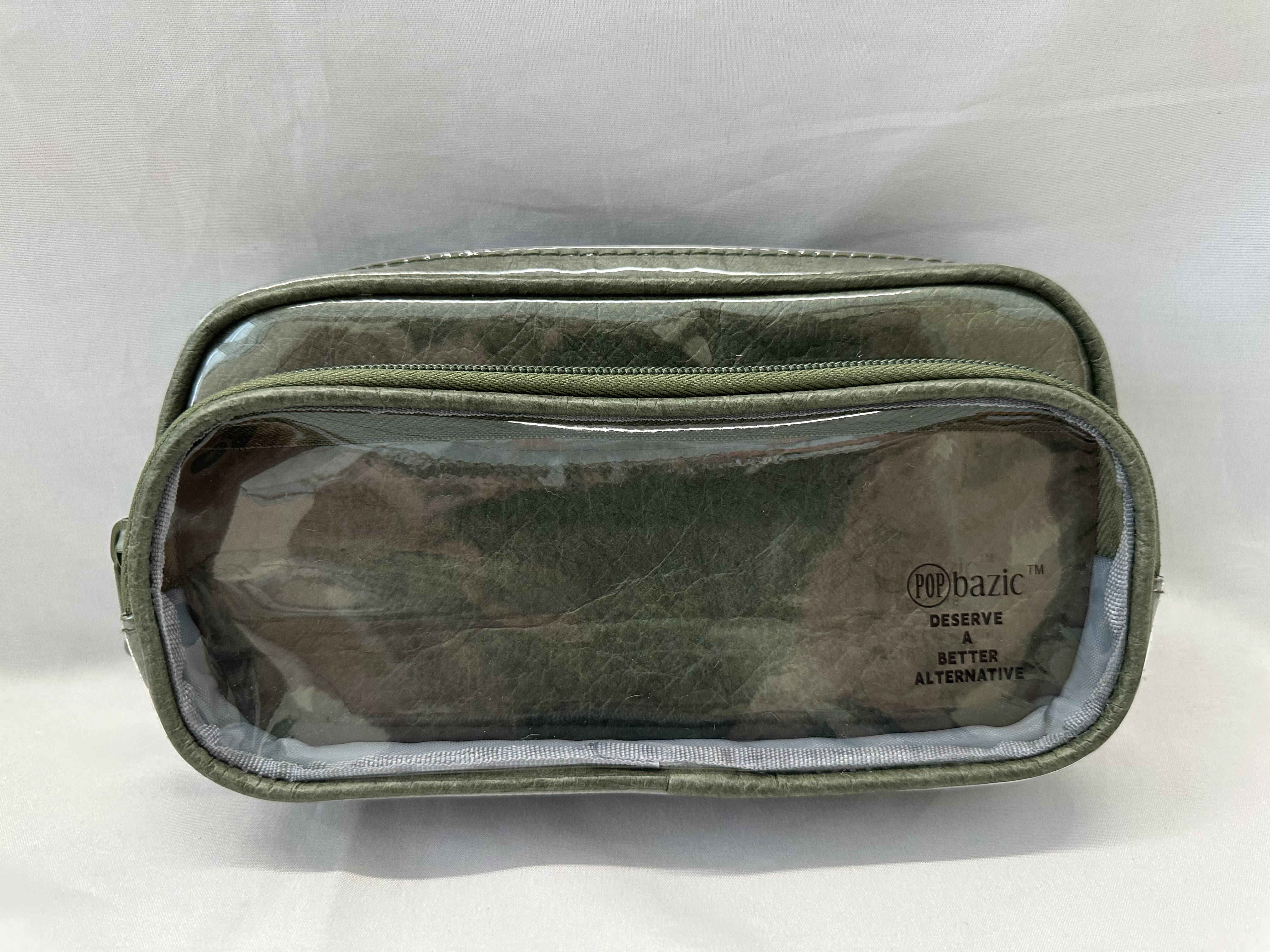 POP Bazic Double Zip Front Transparent Pencil Bag (Dark Grey)