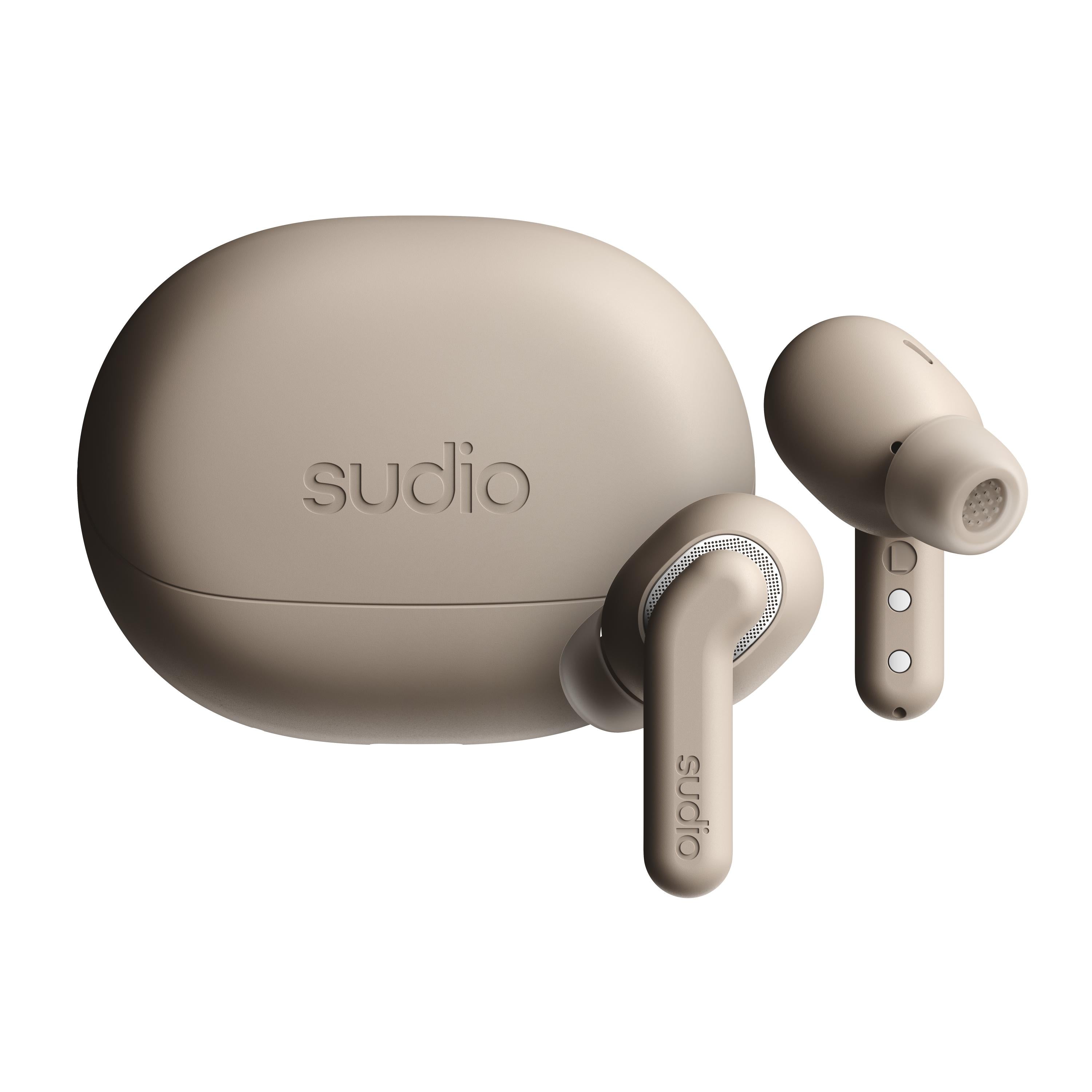 Sudio E4 Pro Wireless Earbuds with Hybrid Active Noise Cancellation - Latte
