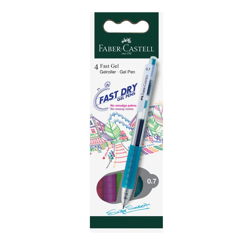 Faber-Castell Fast Gel Pen , Assorted Colour 0.7mm, Set of 4-640934