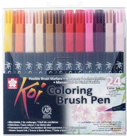 Sakura Koi Coloring Brush Pen Set with 24 Colors (XBR-24)