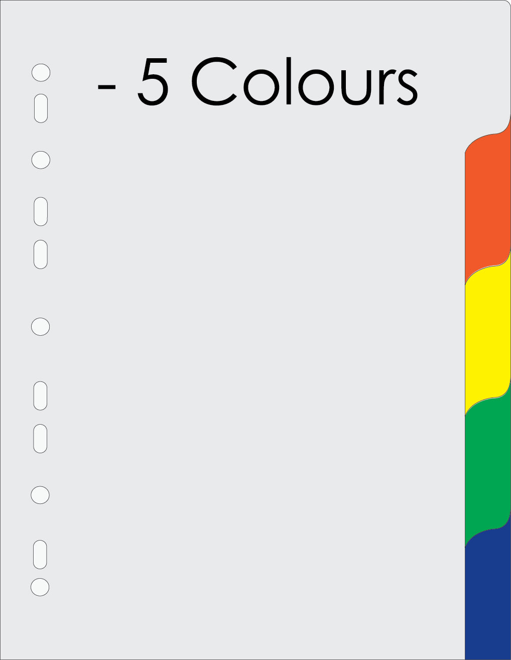 Pp Index Dividers 5 Colour Tabs 