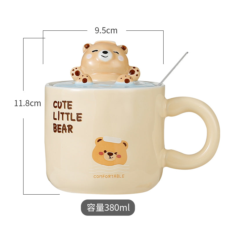  CERAMIC MUG BEAR W LID QY2077
