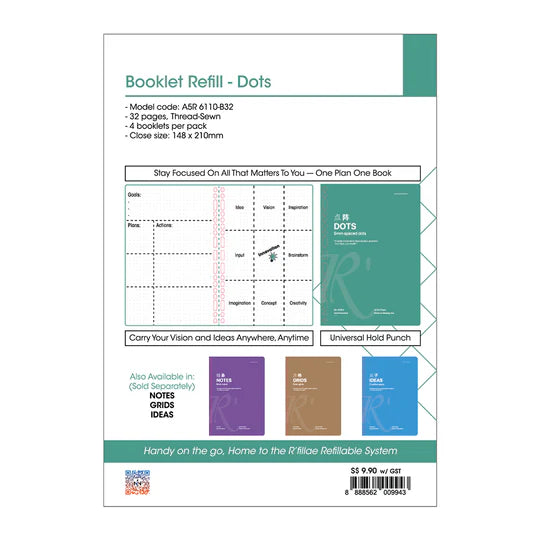 A5 Dots Booklet Refill For Refillable Ring Diary Planners