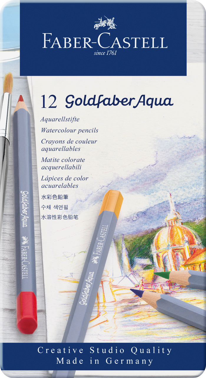 Faber-Castell Goldfaber Aqua Watercolour Pencils, 12 Colours-114612
