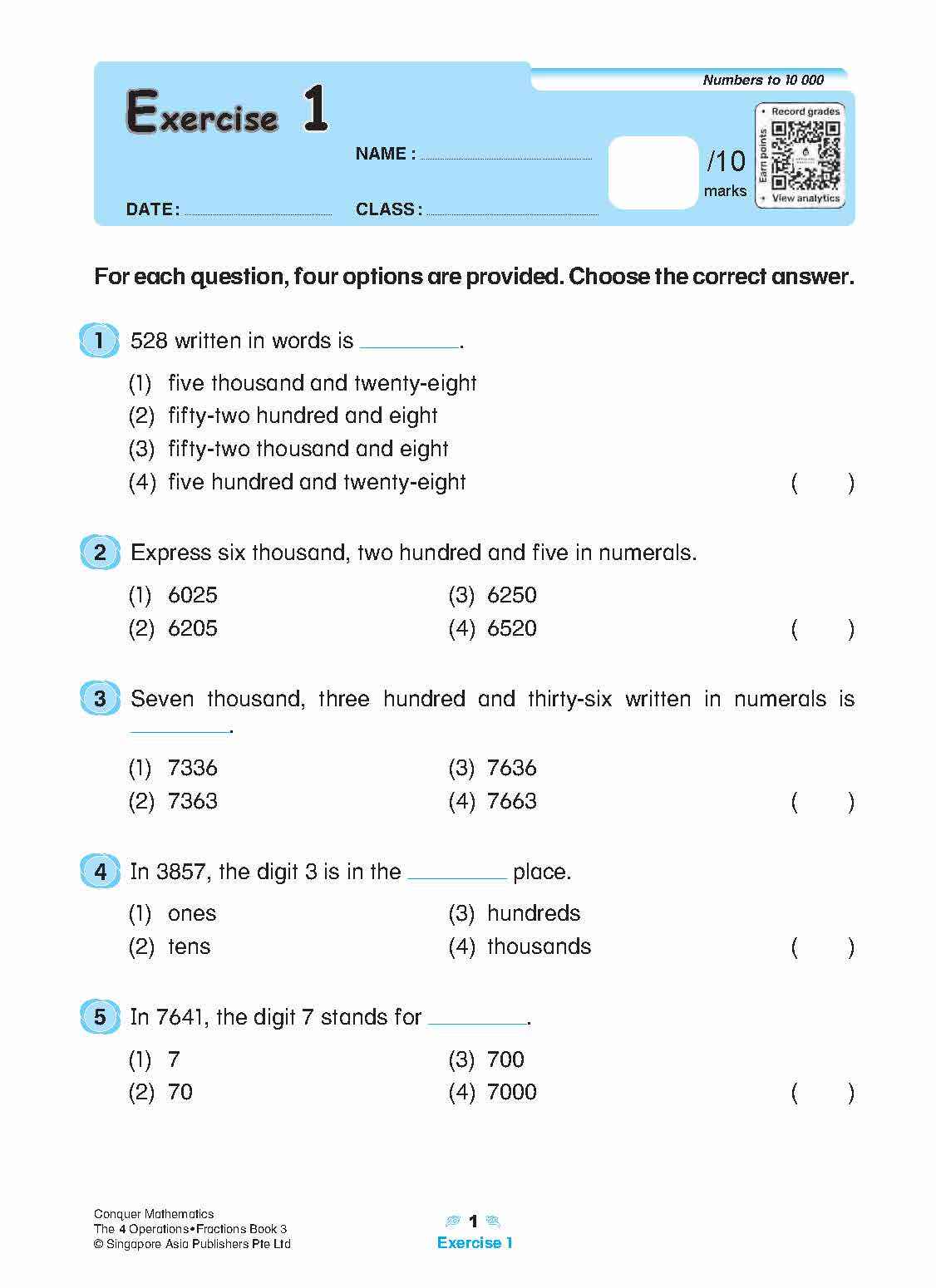 Primary 3 Conquer Mathematics The 4 Operations . Fractions Workbook 3 - 3rd Edition 
