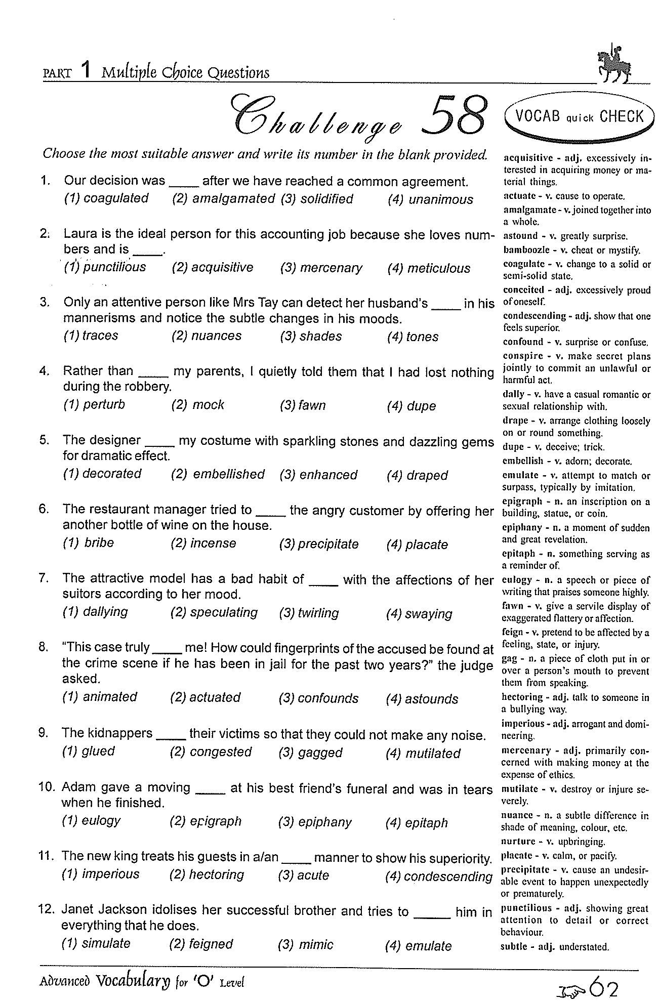 O-Level Advanced Vocabulary