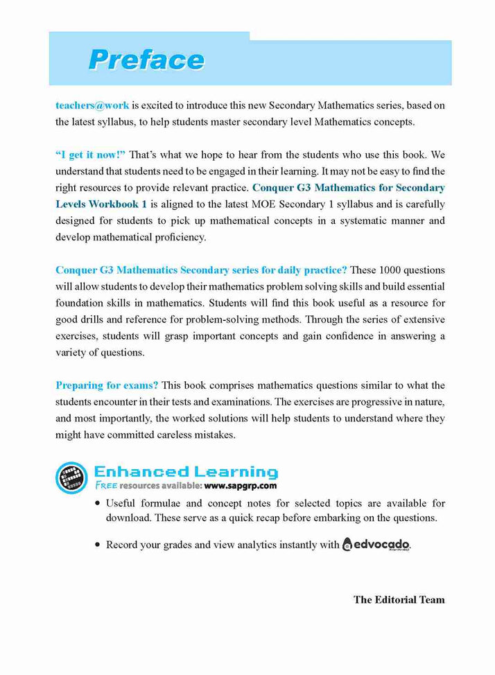 Conquer G3 Mathematics For Secondary Levels Workbook 1