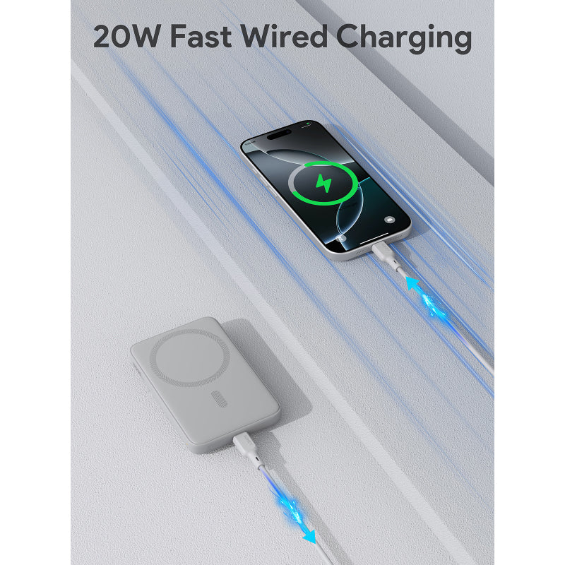 Aukey PB-MS03 5000mAh Magnetic Wireless Charging Power Bank - White