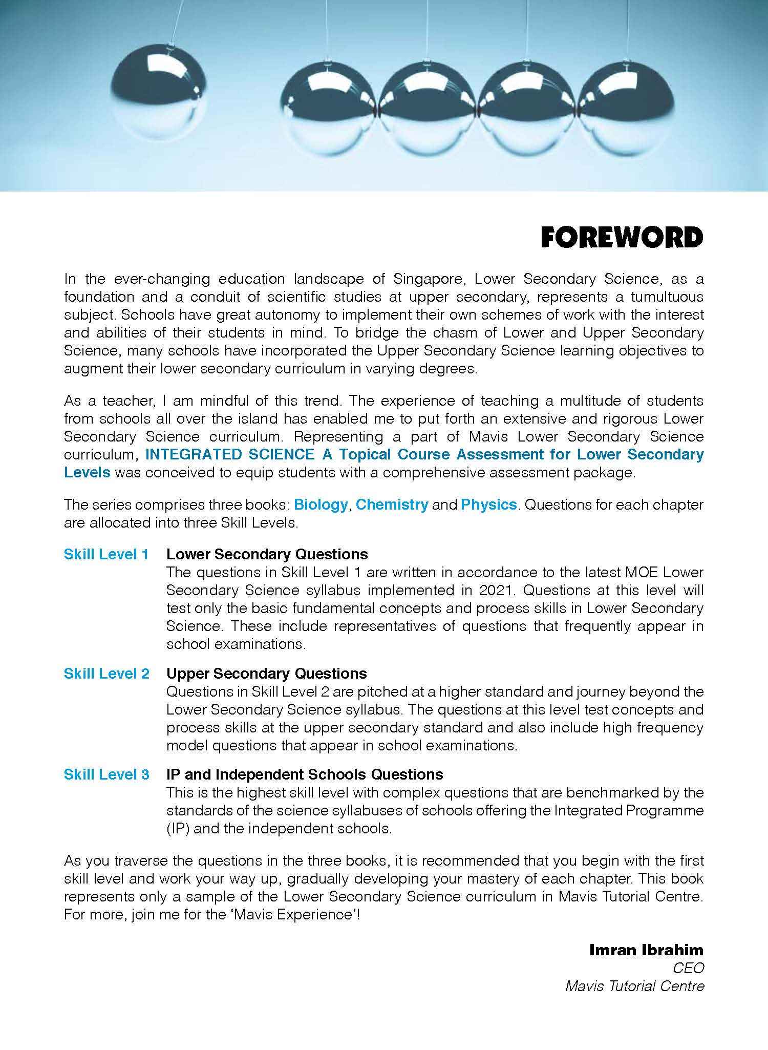 INTEGRATED SCIENCE PHYSICS Lower Secondary Levels