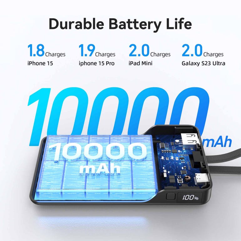 Mazer M-PC35L10V3 10k PD35W built-in USB-C Powerbank (Desert Titanium)