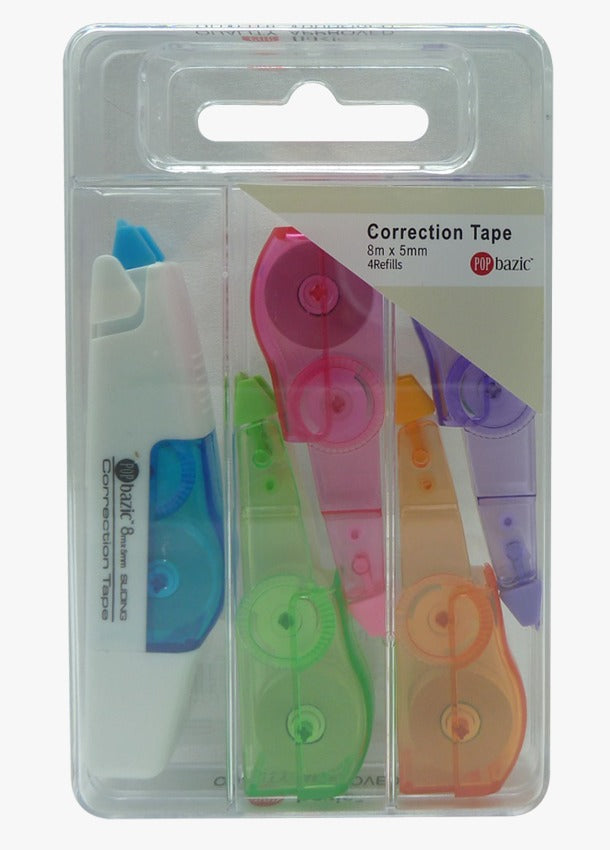 POP BAZIC Correction Tape 5mm x 8m 1+4 Refills