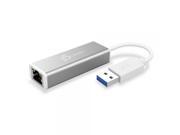 J5create JUE130 USB 3.0 Gigabit Ethernet Adapter, Silver and White