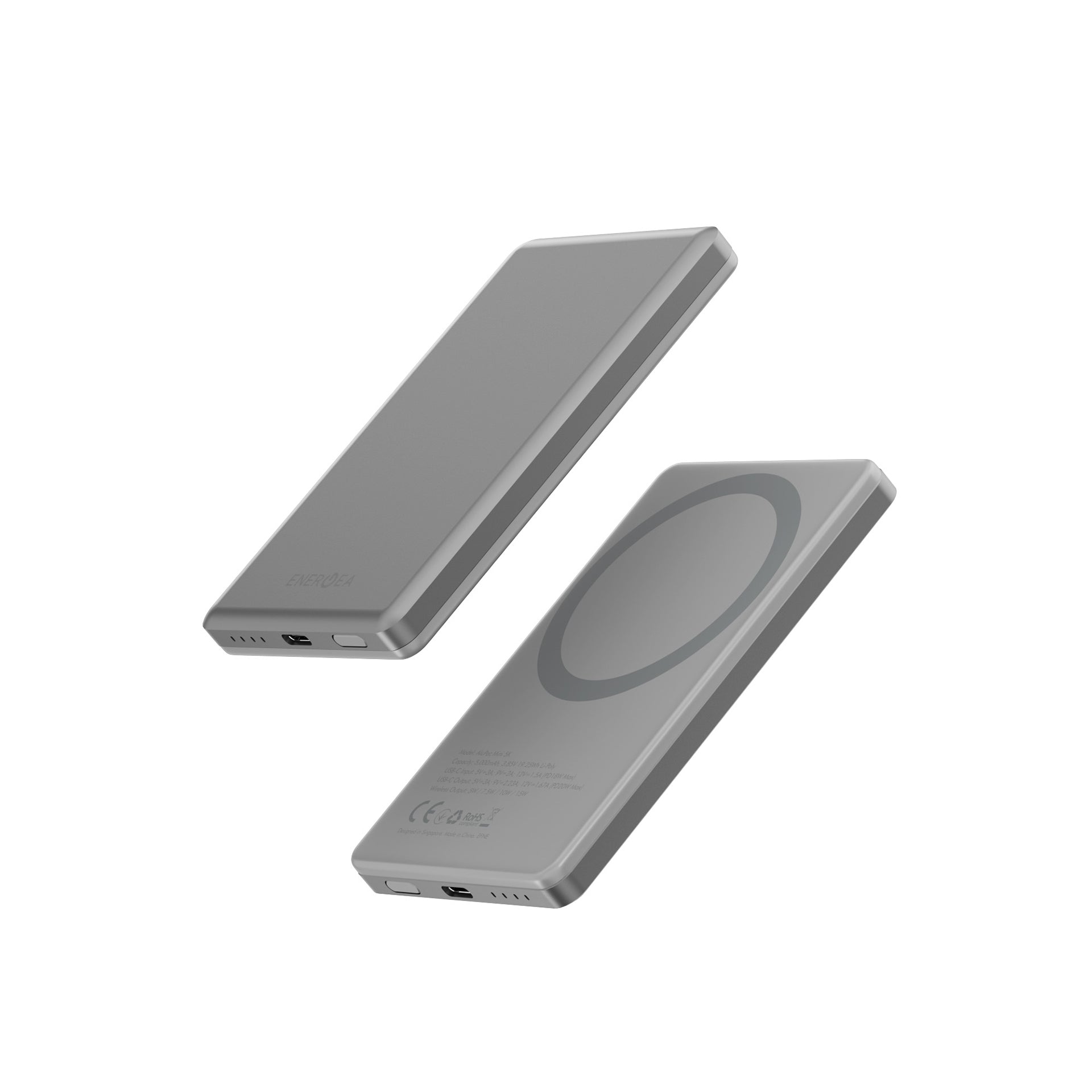 Energea Alupac Mini 5000mAh Magnetic Wireless Power Bank (Titanium)