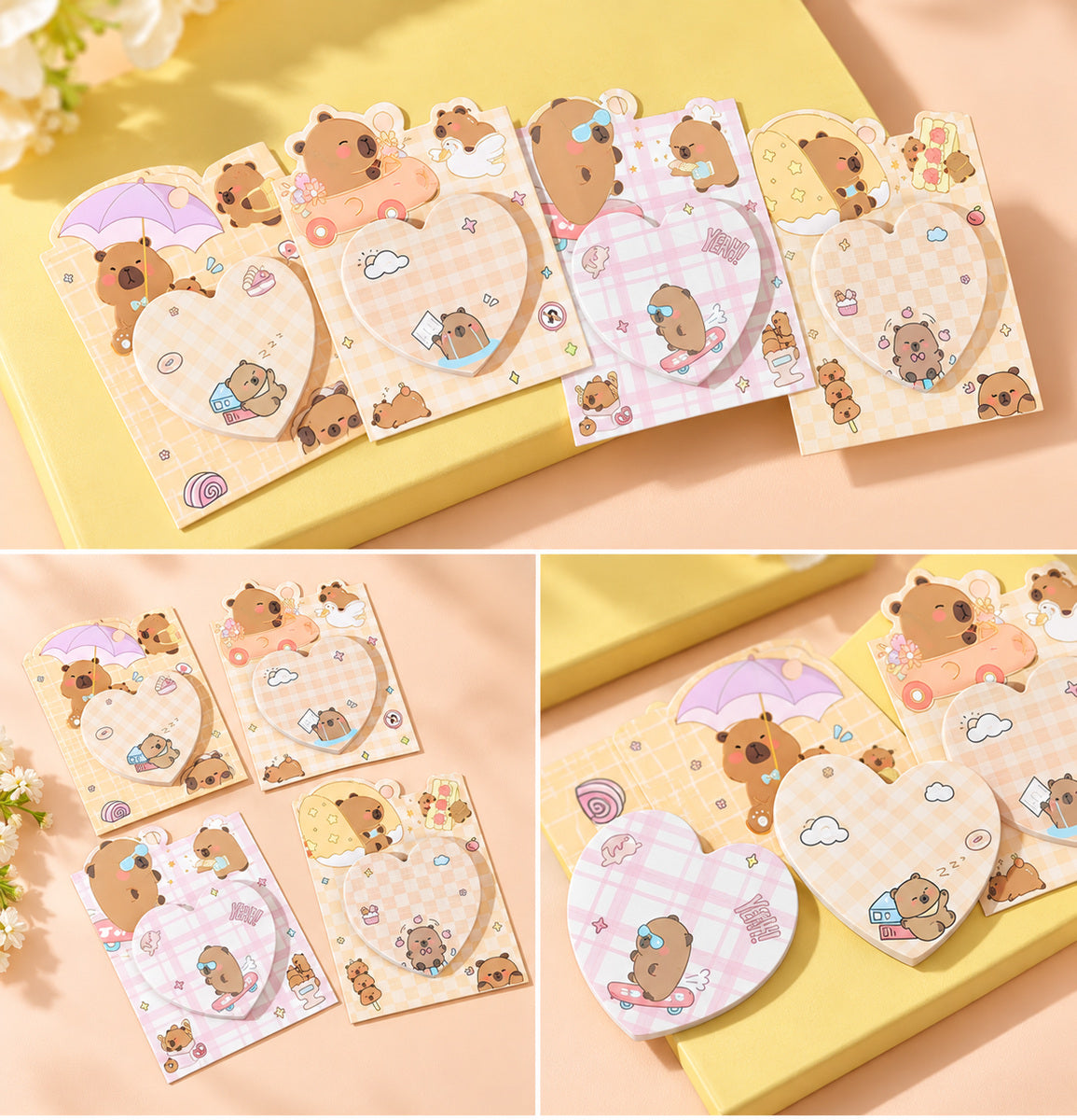  Capybara Heart Sticky Notes – 4 Assorted Design 