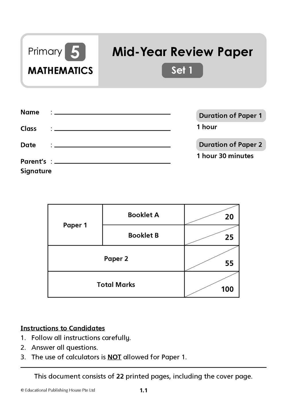 Primary 5 Maths Mid-Year Review Papers - 2nd Edition