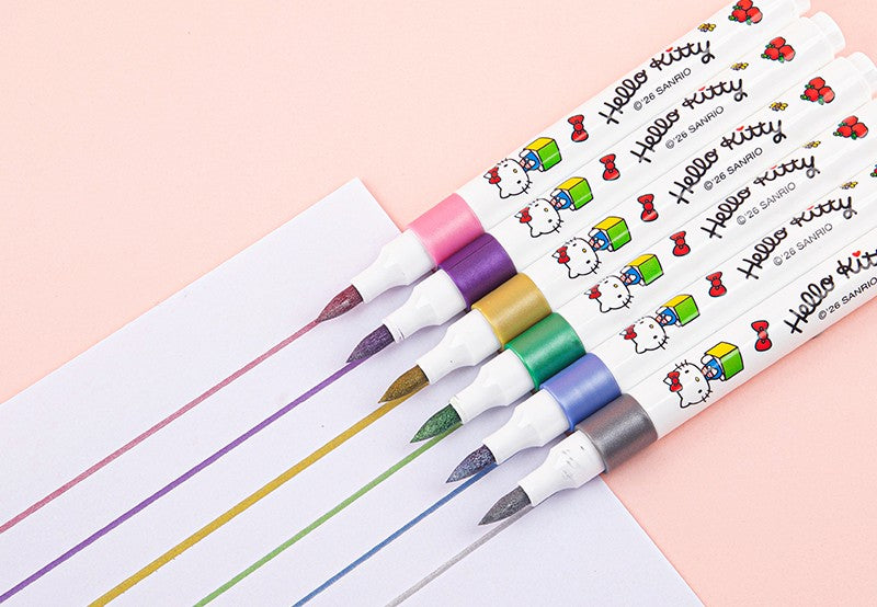  Hello Kitty Metallic Brush Pen Set 6pcs Set - 2 Assorted Design 