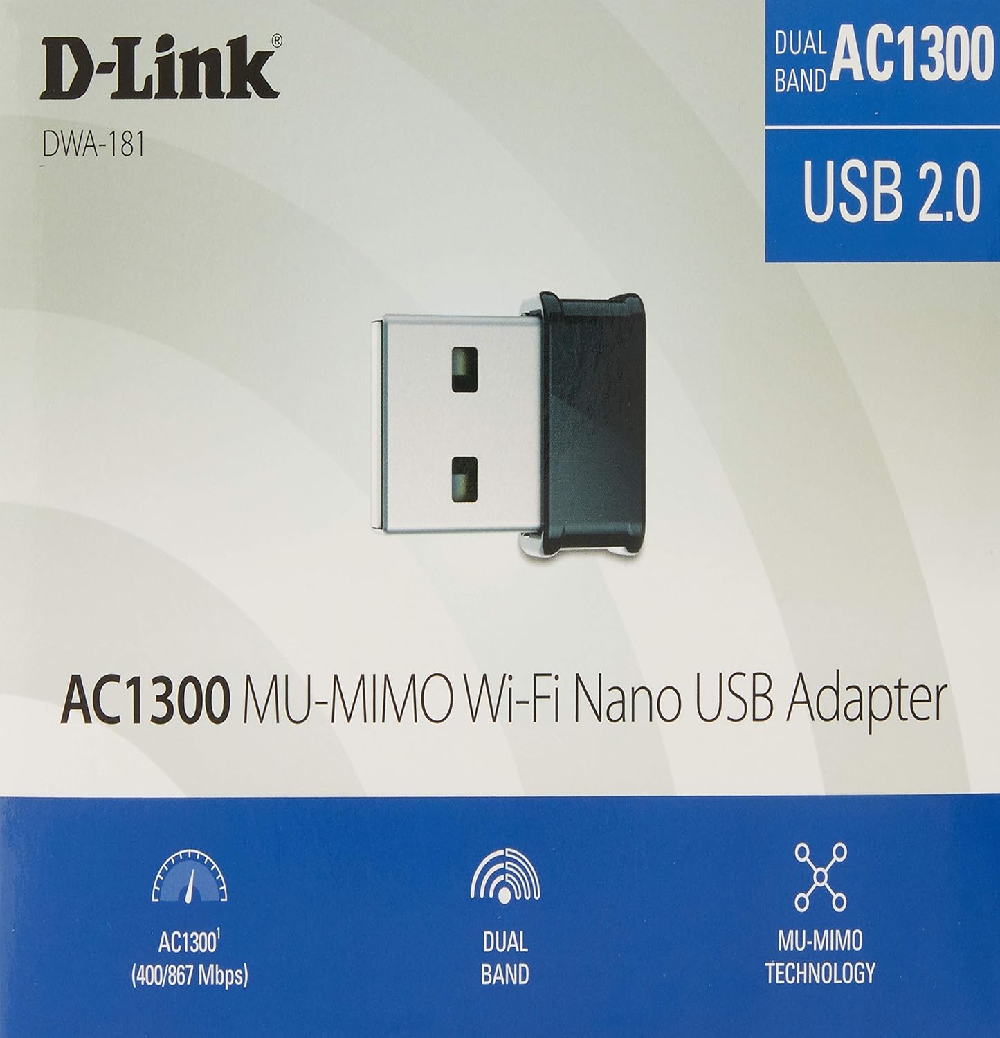 D-Link DWA-181 AC1300 MU-MIMO Wi-Fi Nano USB Adapter