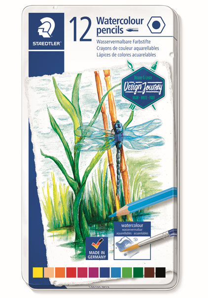 STAEDTLER DJ WATERCOLOUR PENCILS 12 COL METAL BOX