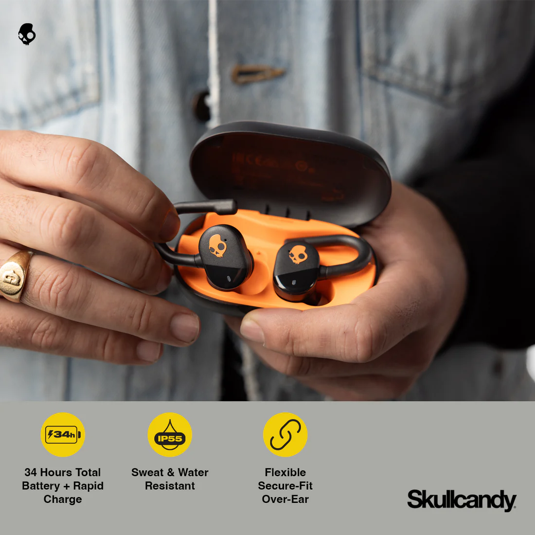 Skullcandy Push Play Active True Wireless Sport In-Ear Earbuds Black/Orange
