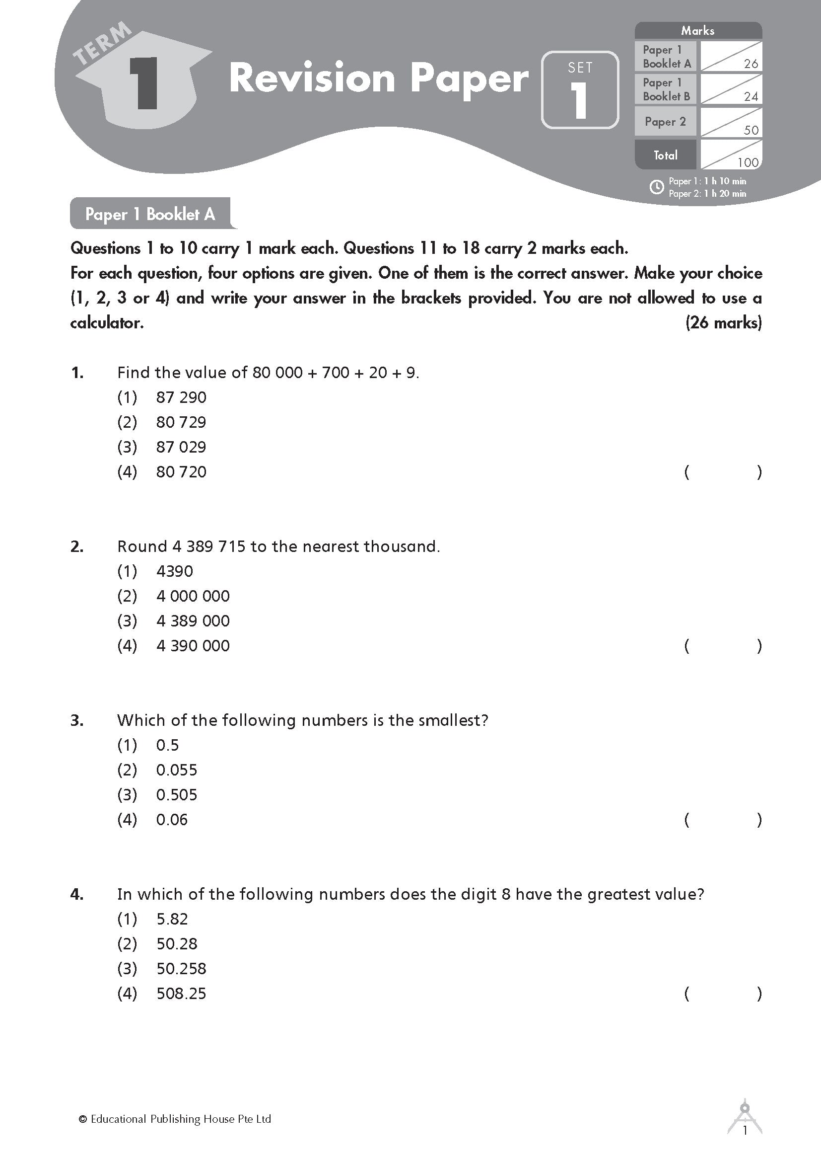 Primary 6 Maths Revision Papers