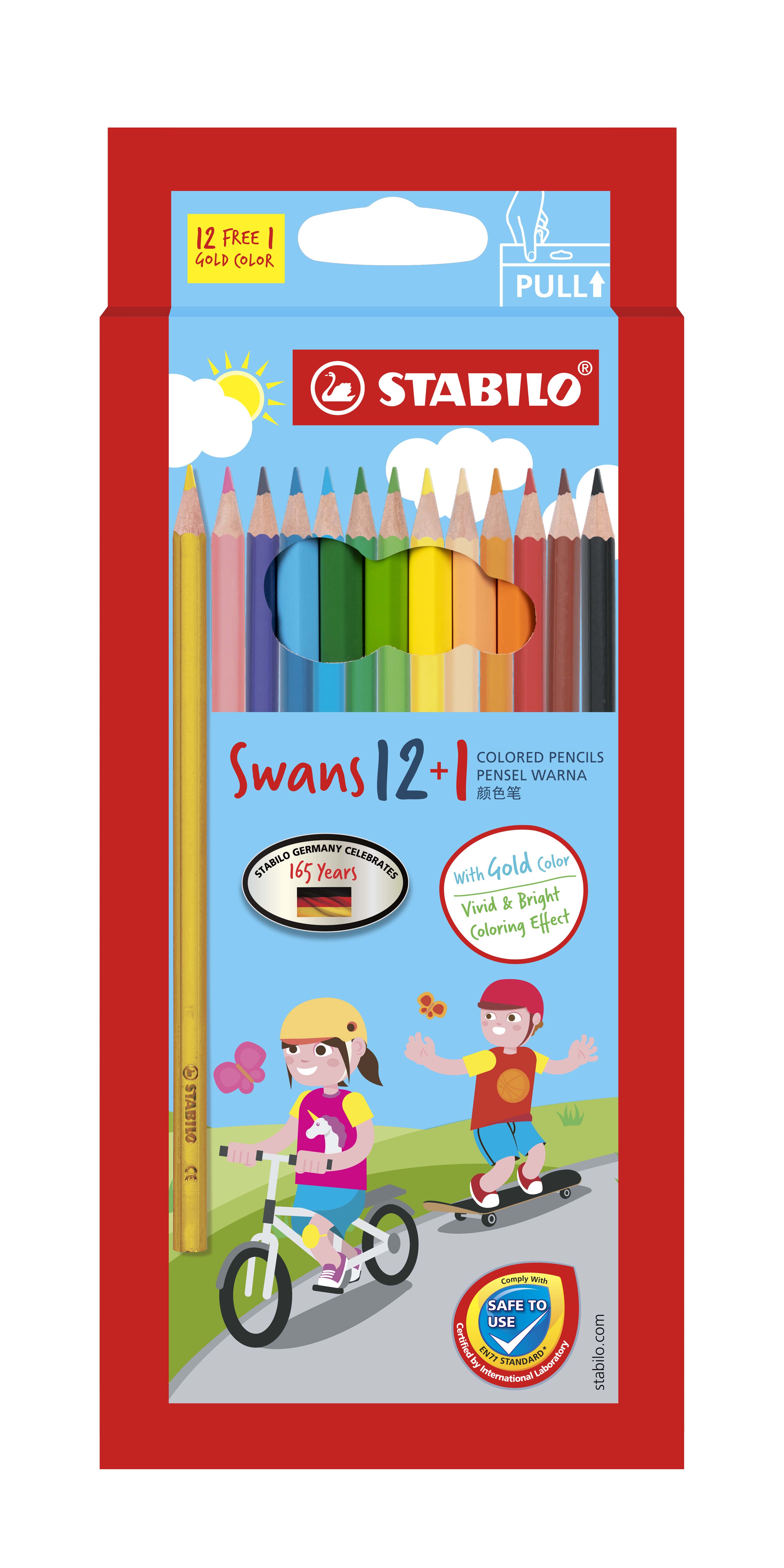 SWANS COLOUR PENCIL 12+1 COL TWIN PACK