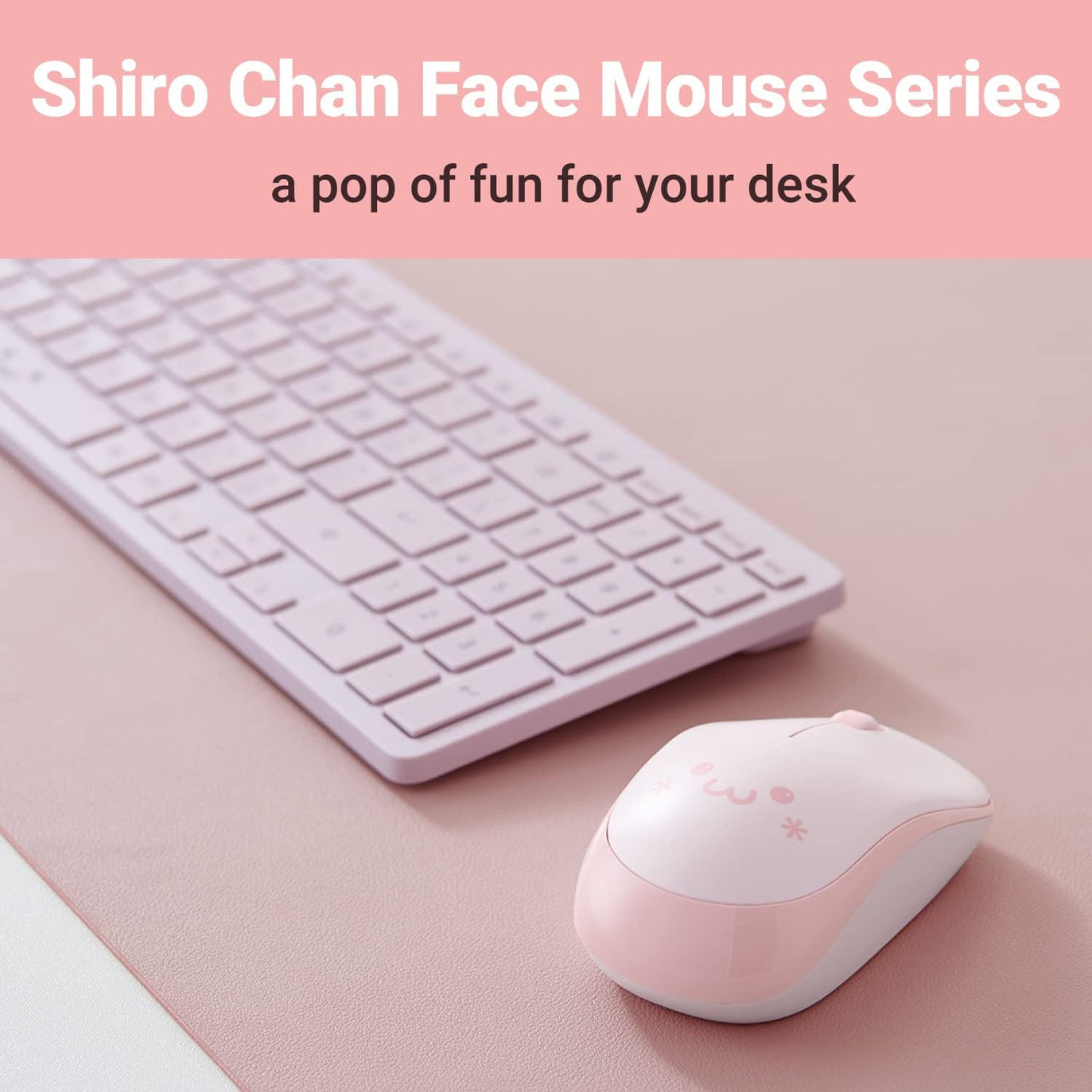ELECOM Cute Face Mouse, 2.4GHz USB Wireless, Ambidextrous Design, Silent Click, Lightweight, Portable, Girly Pink Computer Mice, Plug and Play, Girls and Kids, for PC, Laptop, Windows and Mac