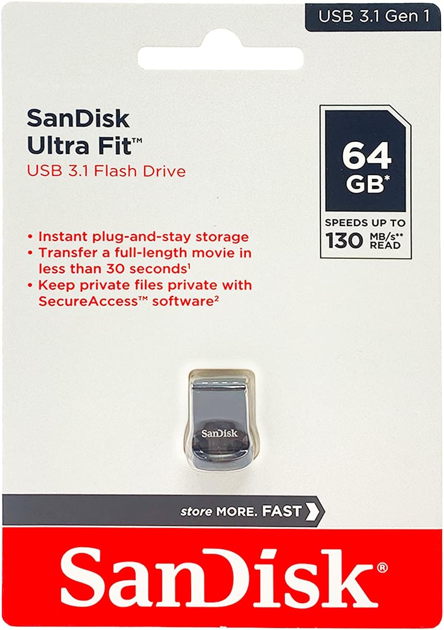 SanDisk Ultra Fit 64GB USB 3.1 Flash Drive (Up To 130MB/s) SDCZ430