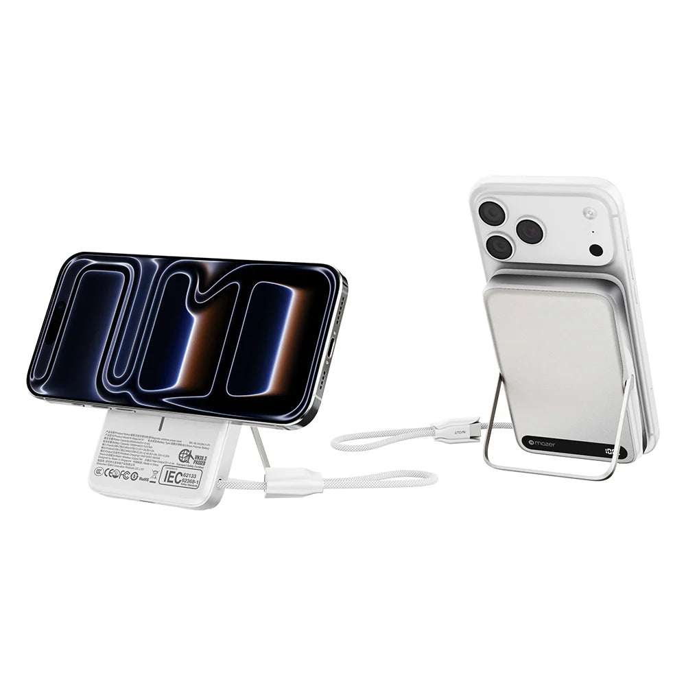 Mazer M-MagLink19-SV 10kmAh PD27W CCC Power Bank with Built-in Stand and Cable