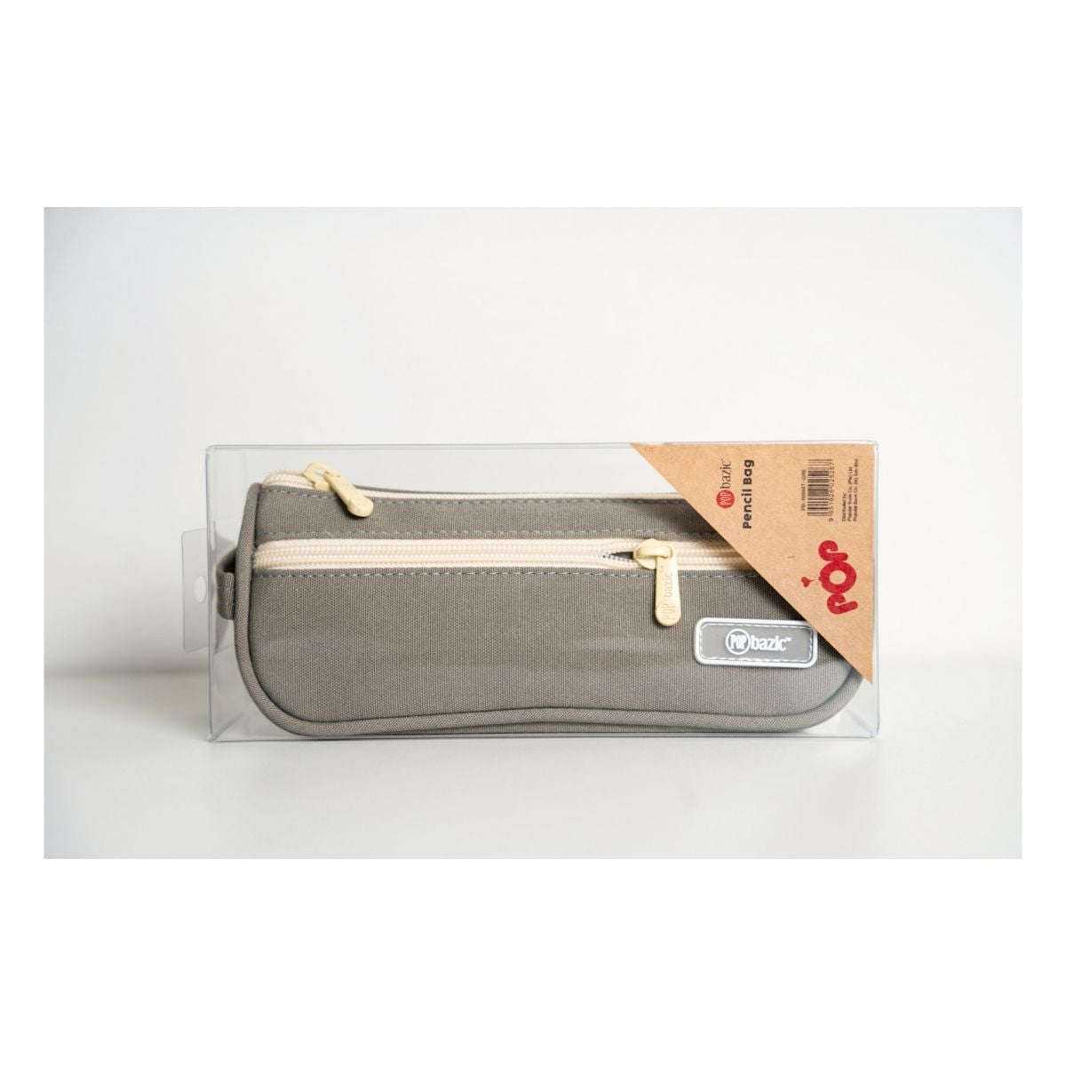 Pop Bazic Double Zip Pencil Bag (Grey) - PB-806MT- Grey