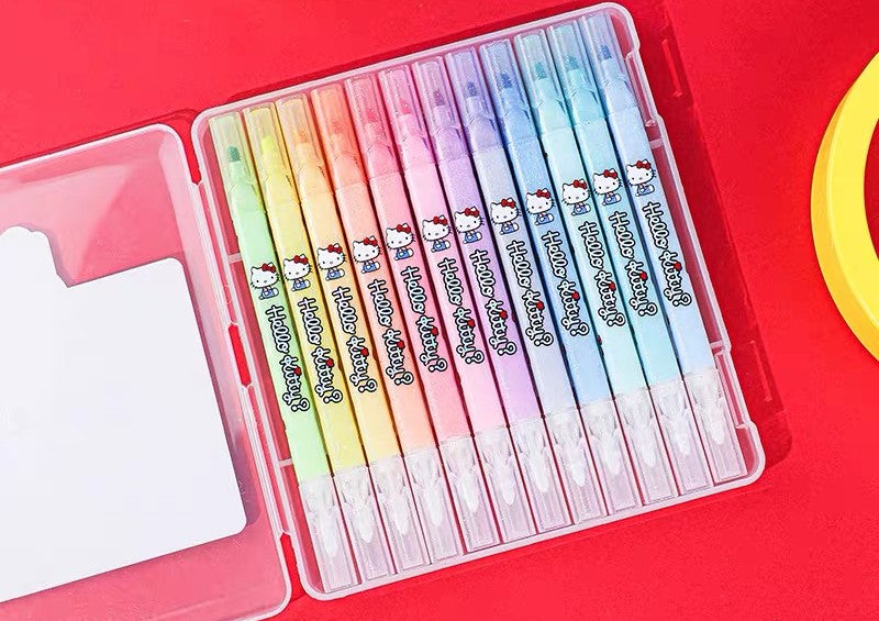  Hello Kitty Erasable Highlighter Pen 6 Colours Set - 2 Assorted Designs 