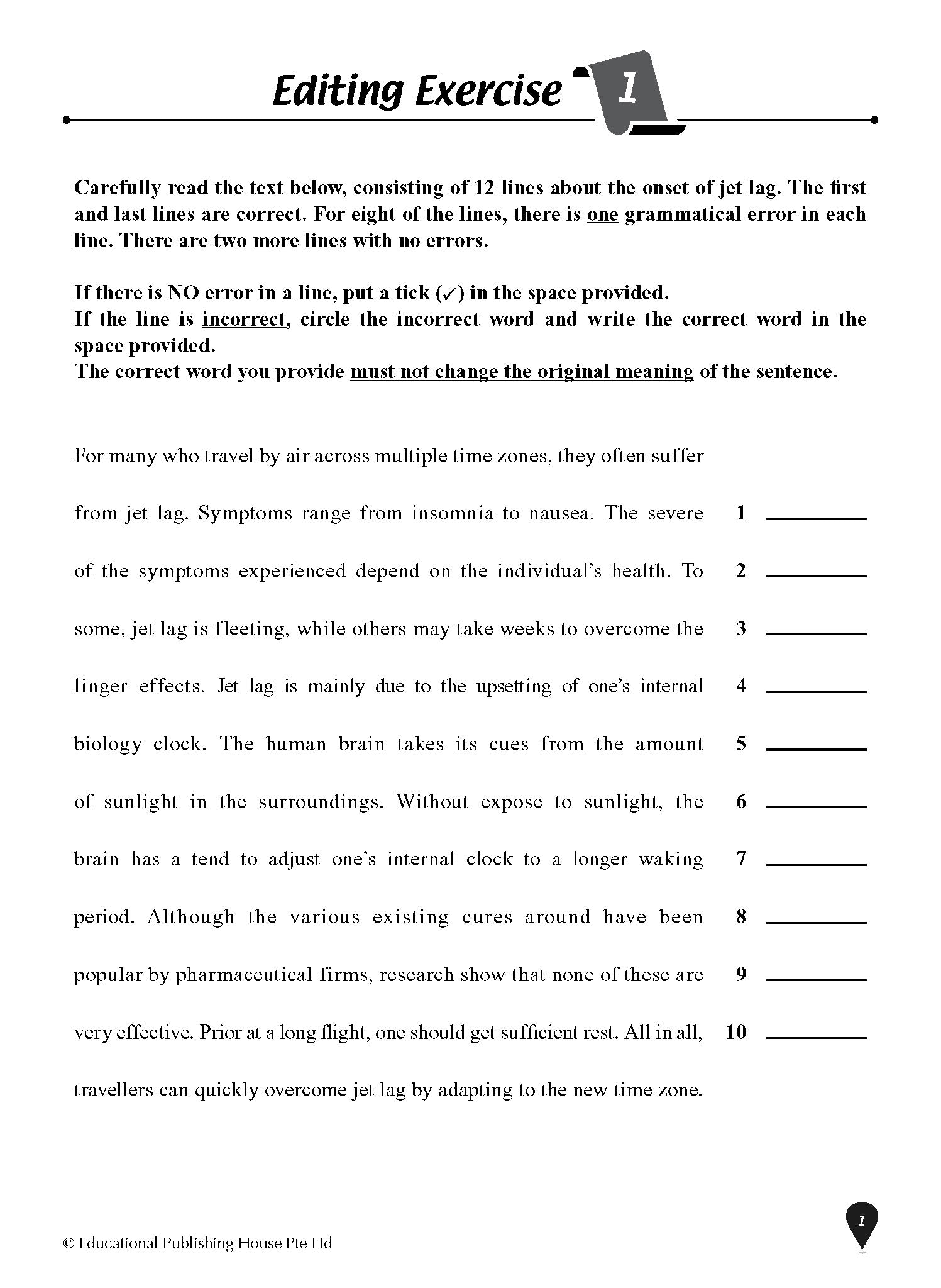 Upper Secondary Express Editing Exercises