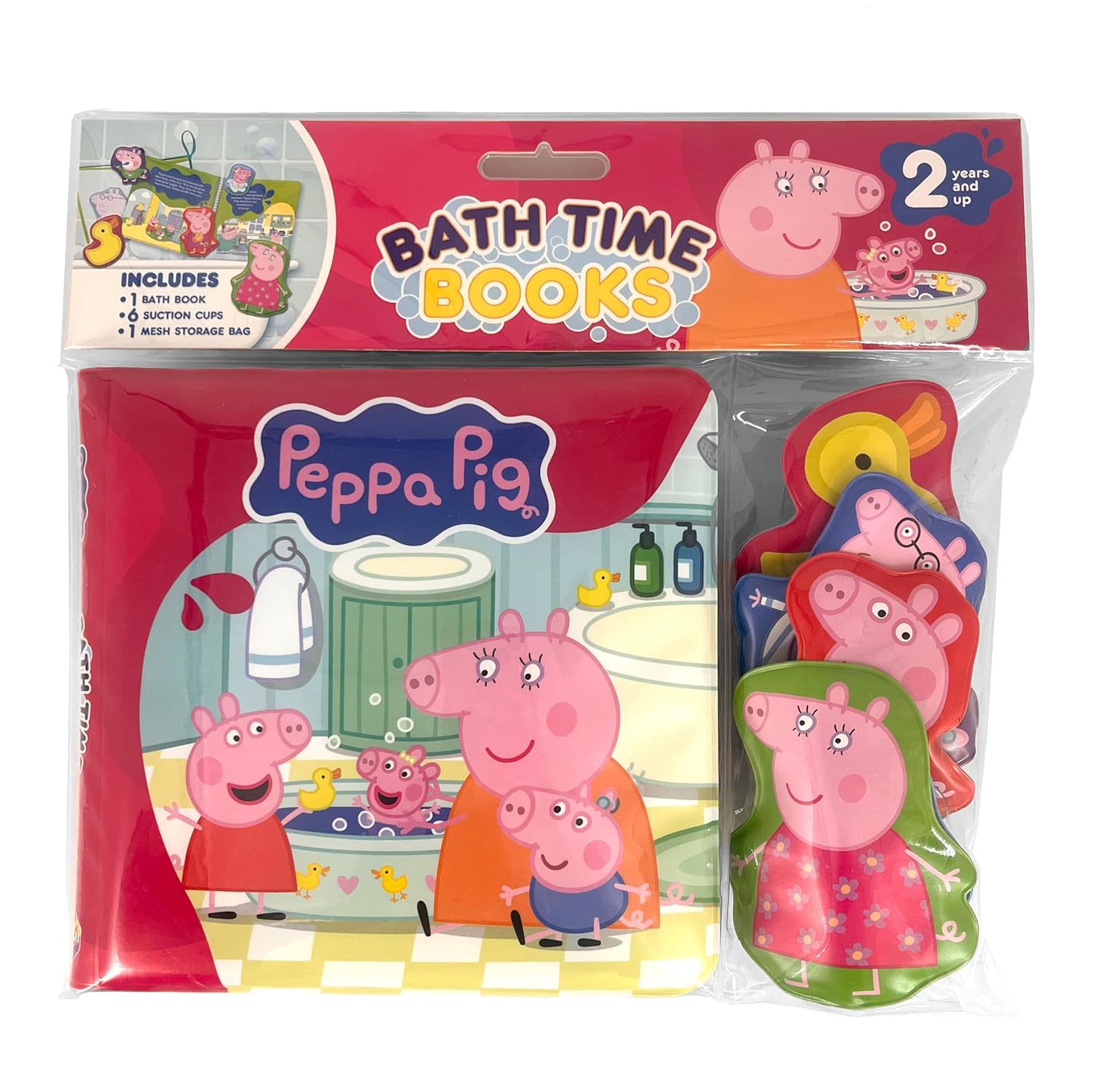 Peppa Pig Bath Time Books - Activity Books For Kids (6 Padded Suction Cups, 1 Mesh Bag) Bath Book – Picture Book