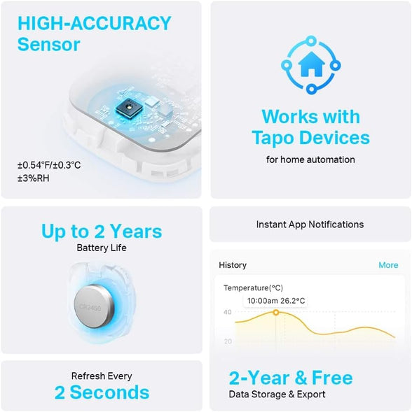 TP Link Tapo T310 Smart Temperature & Humidity Monitor White TPLink