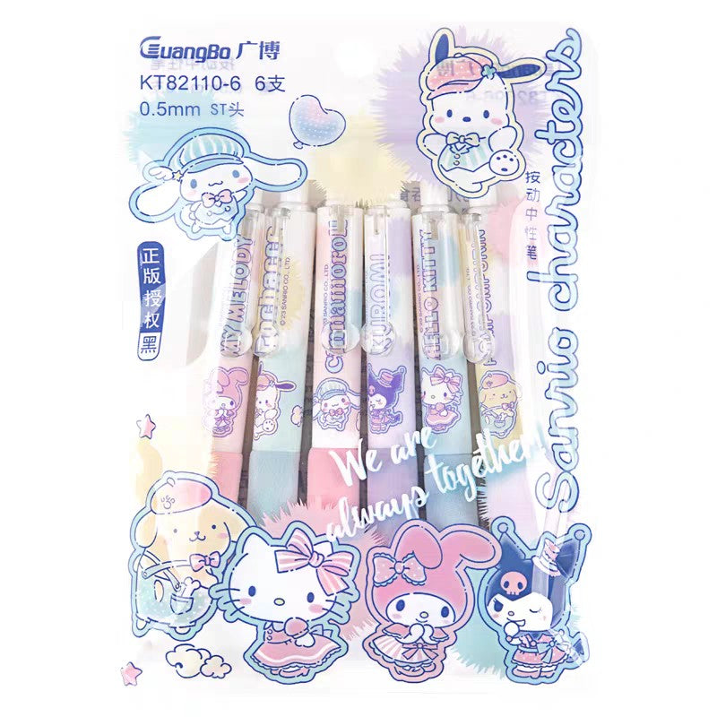  Sanrio Characters Retractable Gel Pen Set 0.5mm - 6pcs Set 