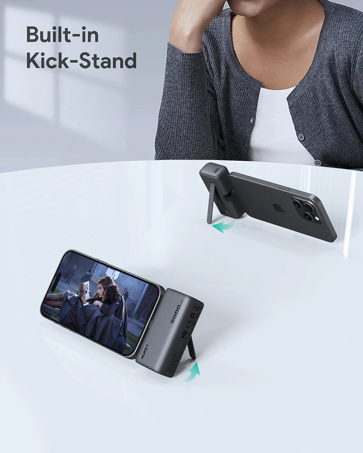 Aukey PB-Y59 Spark Mini 5000mAh Portable Power Bank with Built-in USB-C Port (White)