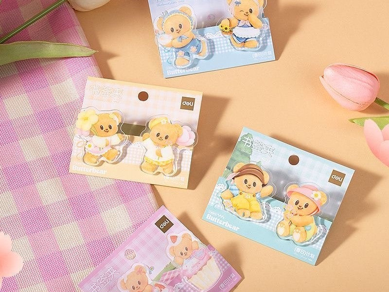  Butterbear Magnetic Page Clips 2pcs Set - 4 Assorted Designs 