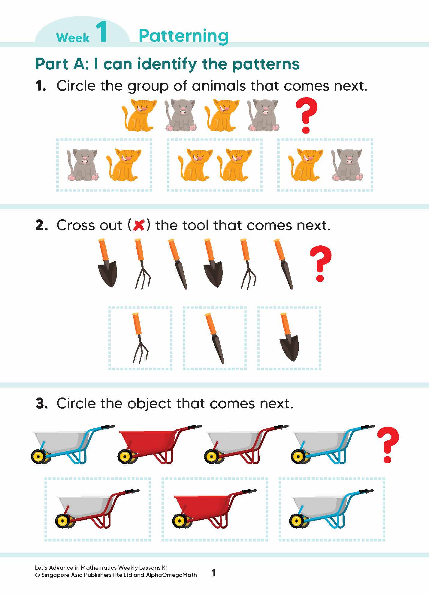 Let’s Advance in MATHEMATICS WEEKLY LESSONS Kindergarten 1
