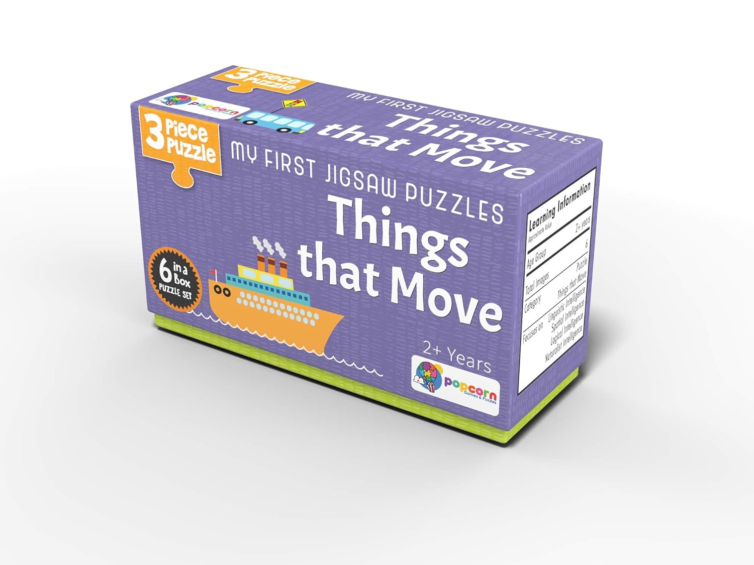 POPCORN GAMES AND PUZZLES 3 PIECE PUZZLES THINGS THAT MOVE