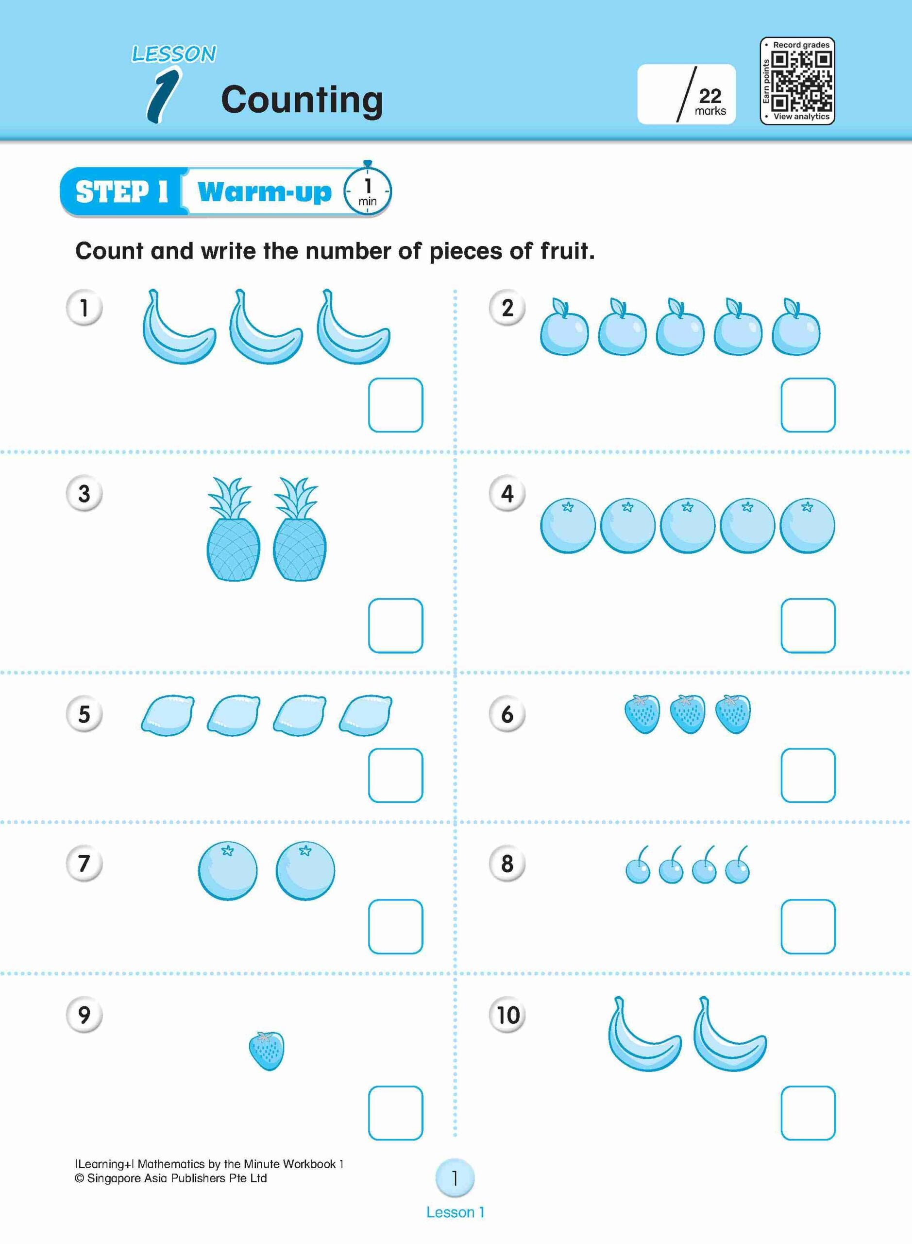 Primary 1 Learning+ Mathematics by the Minute Workbook 1 - 2nd Edition