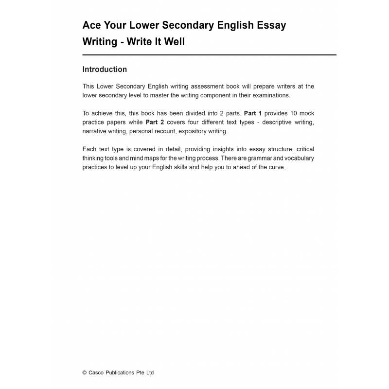 Ace your Lower Secondary English Essay Writing - Write it Well