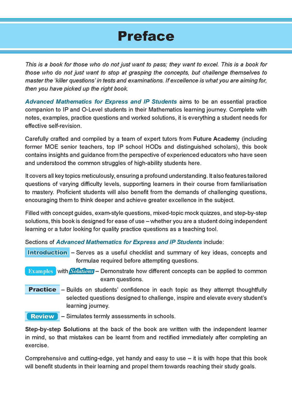 ADVANCED MATHEMATICS FOR EXPRESS AND IP STUDENTS SECONDARY 3