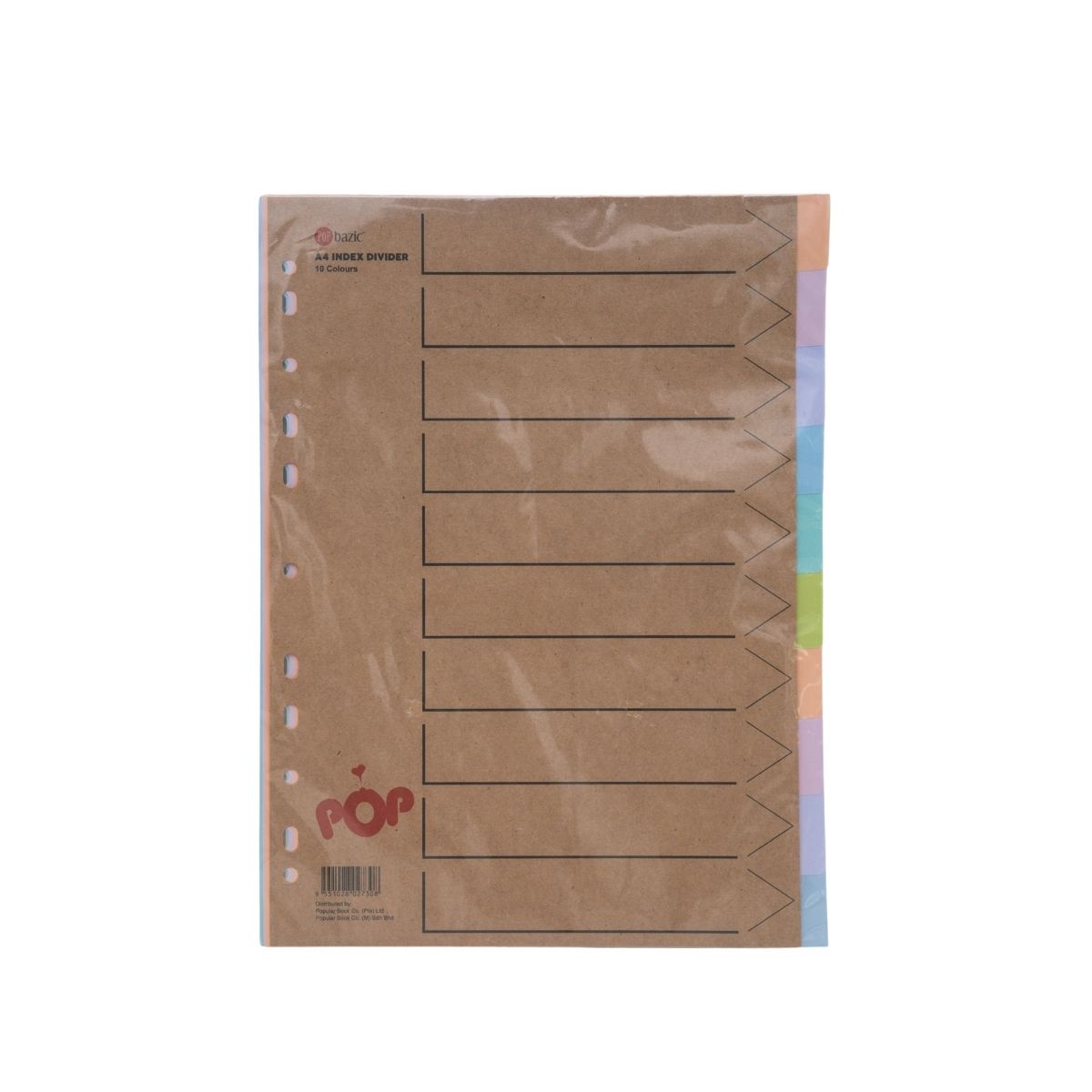 Pop Bazic A4 Subject Index Dividers 10-Colour (11-Hole) - T2010