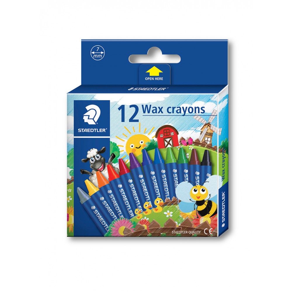 STAEDTLER WAX CRAYONS - 12 COLOURS