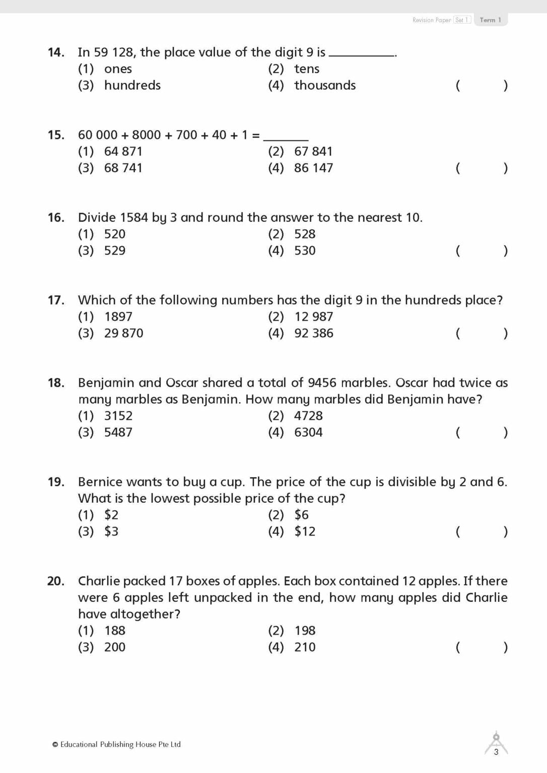 Primary 4 Maths Revision Papers