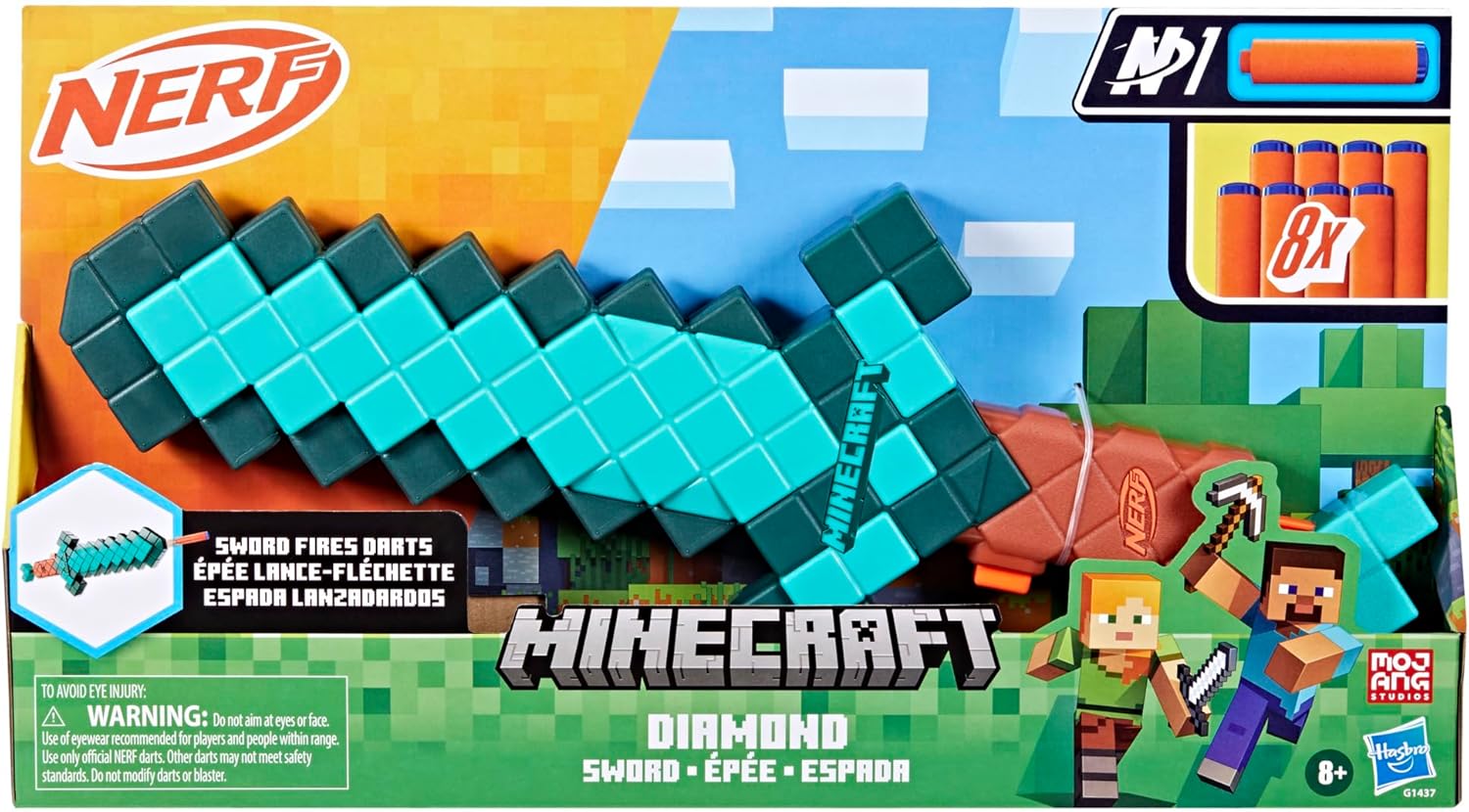 HASBRO NERF MINECRAFT SWORD DART BLASTER
