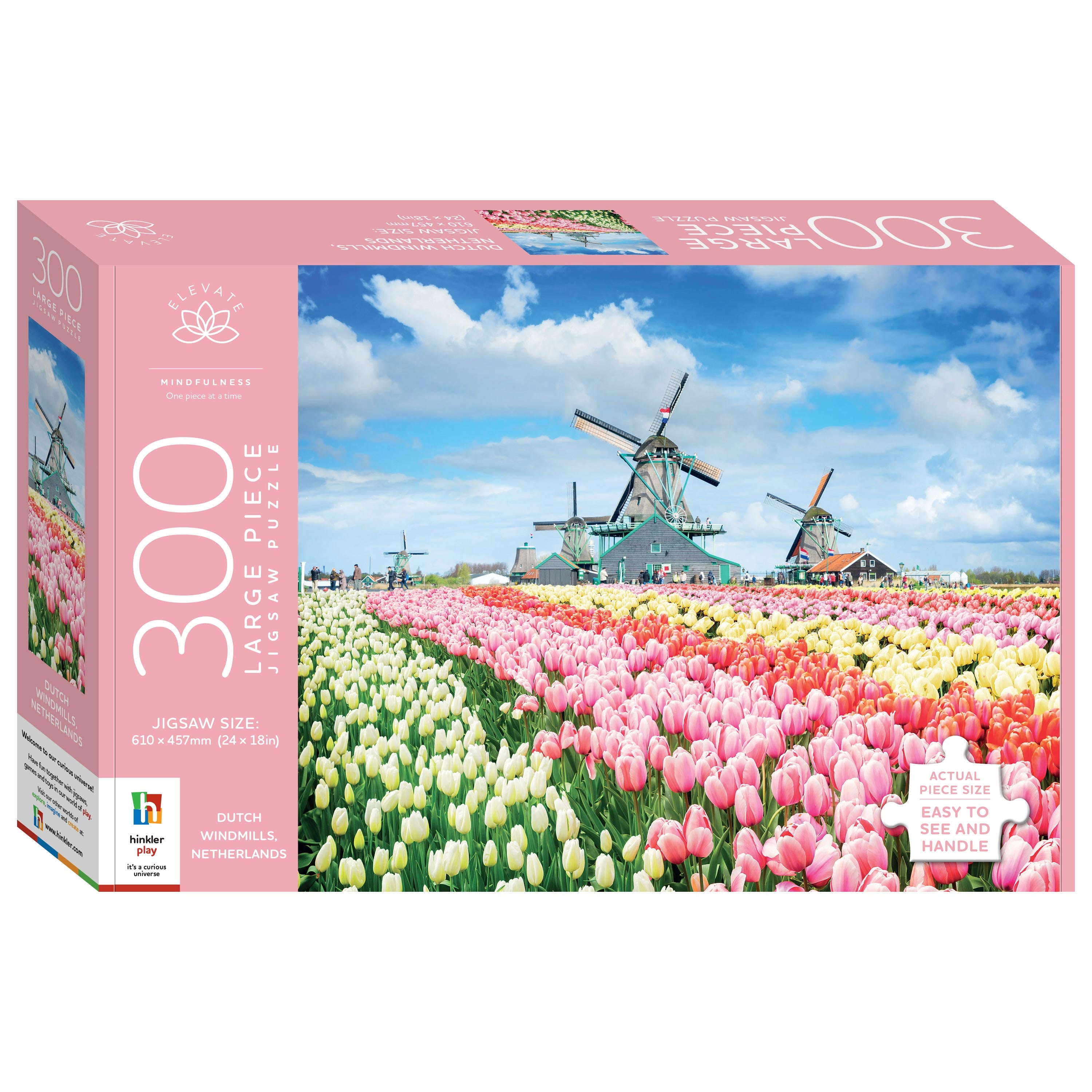 HINKLER ELEVATE 300 LARGE PIECE JIGSAW PUZZLE DUTCH WINDMILLS NETHERLANDS