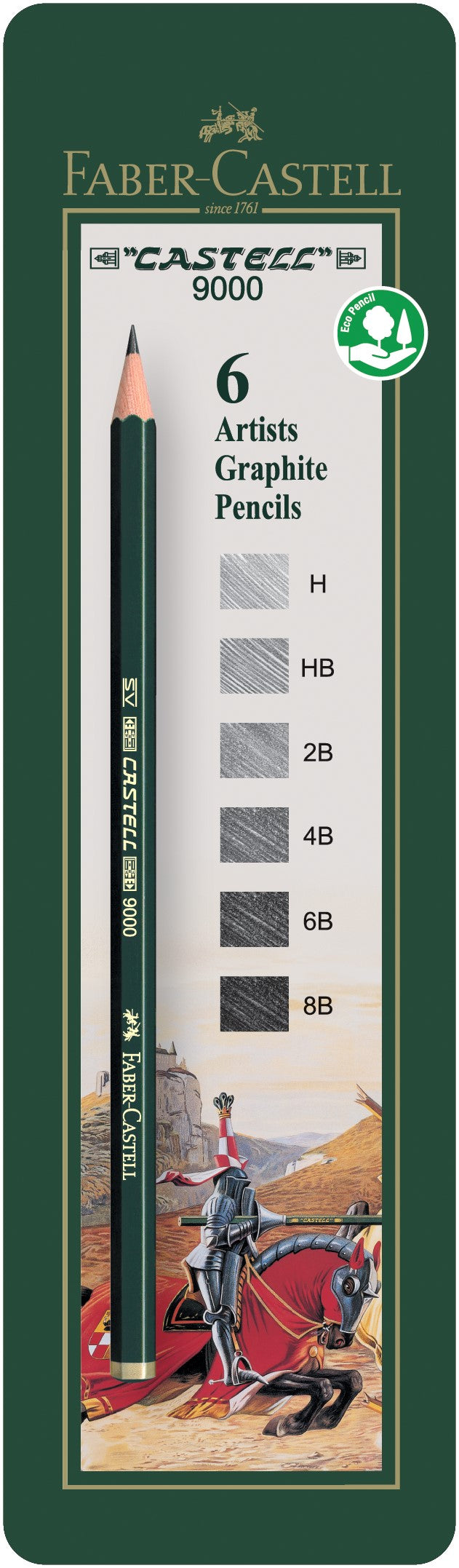 Faber-Castell Castell 9000 Graphite Pencils, 6 Pieces in Tin-119093