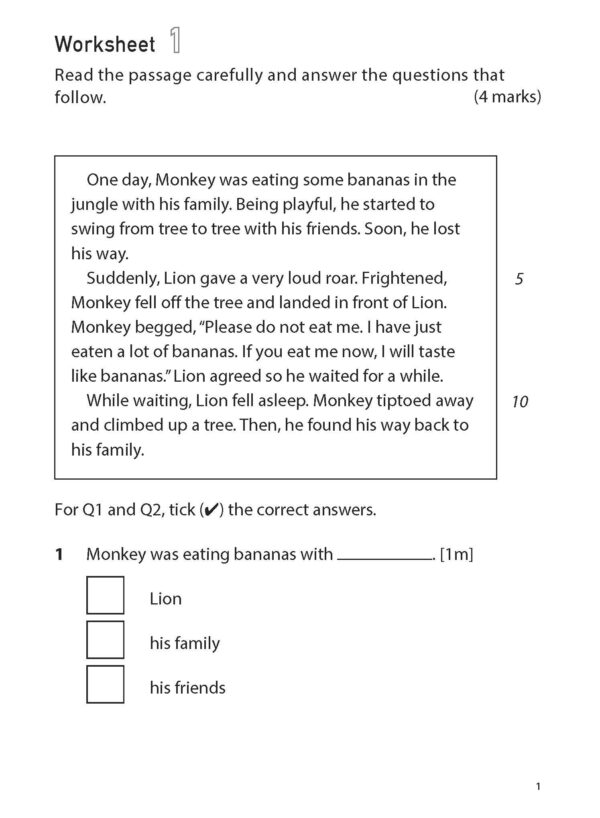 100 English Worksheets Primary 1 – Comprehension