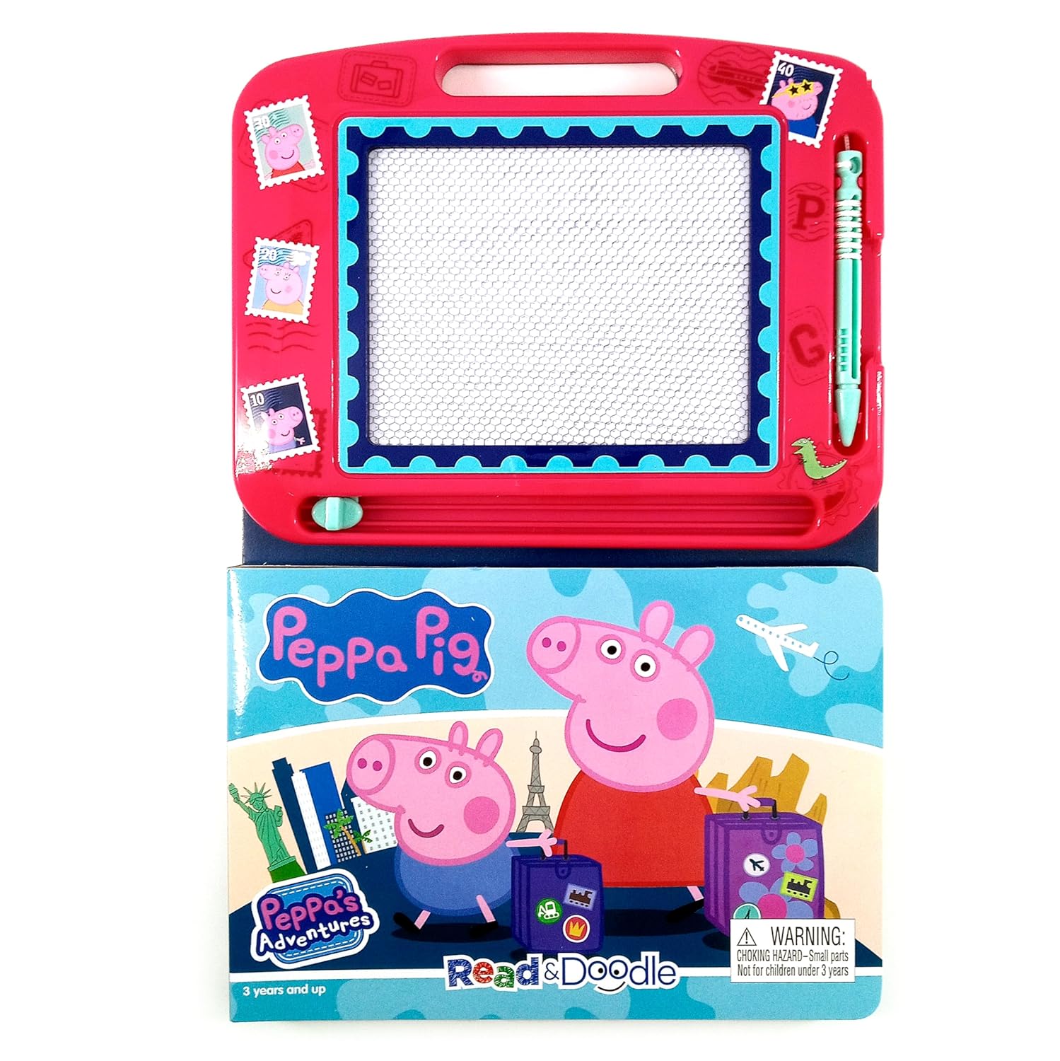 Peppa Pig Peppa's Adventures Read & Doodle - Learning resources For Kids, A Magnetic Drawing Pad, An Easy-To-Use Pen, 22-Page Board Book For Reading And Drawing (Novelty Book – Picture Book)