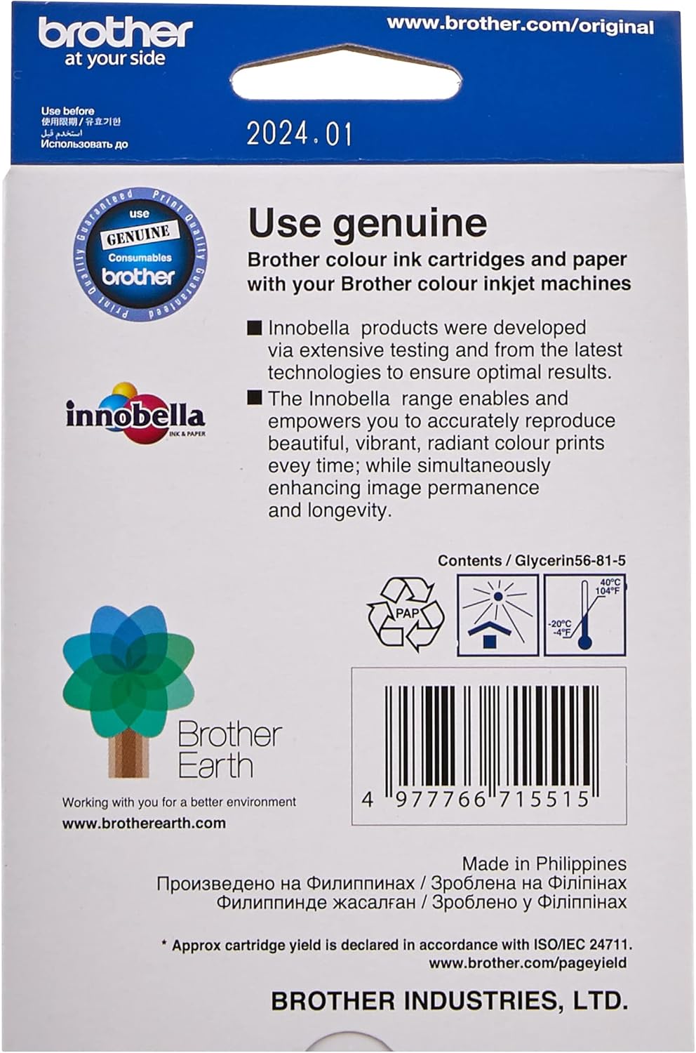 Brother LC563Y Original Ink Cartridge Compatible with MFC Series, 600 Pages, Yellow